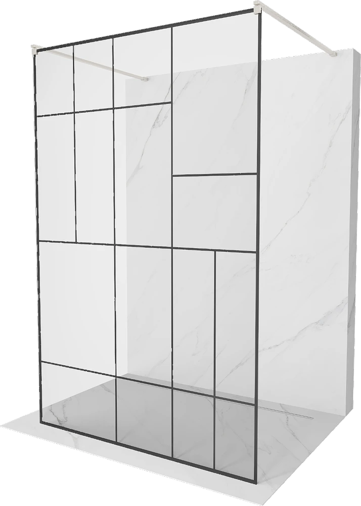 Walk-in dušo sienelė Mexen Kioto, Brushed nickel, juodas raštas, 120 x 200 cm