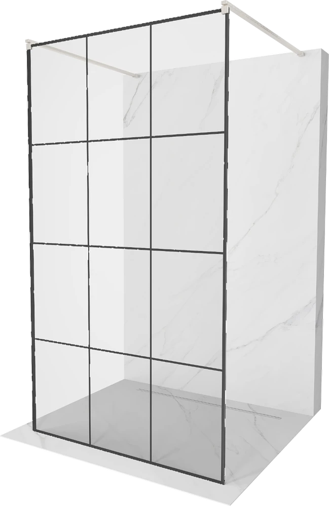 Walk-in dušo sienelė Mexen Kioto, Brushed nickel, juodas raštas, 100 x 200 cm