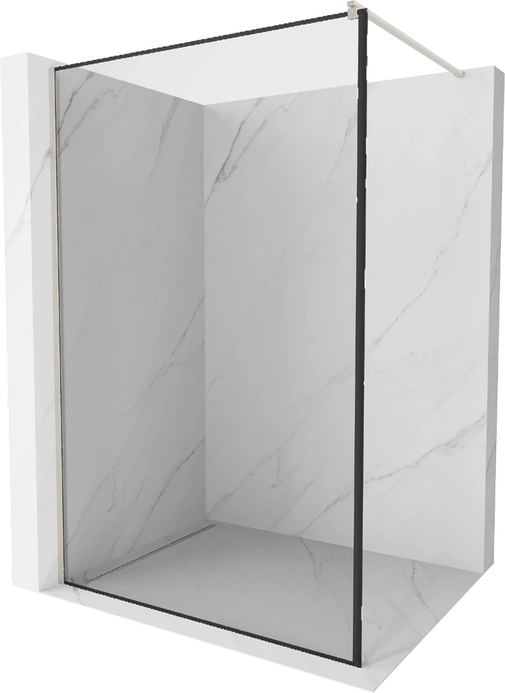 Walk-in dušo sienelė Mexen Kioto, Brushed nickel, juodas raštas, 90 x 200 cm