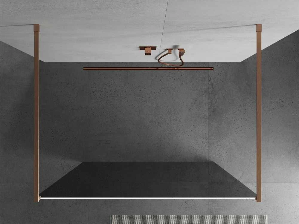 Walk-in dušo sienelė Mexen Kioto, Brushed copper, grafito stiklas, 110 x 200 cm