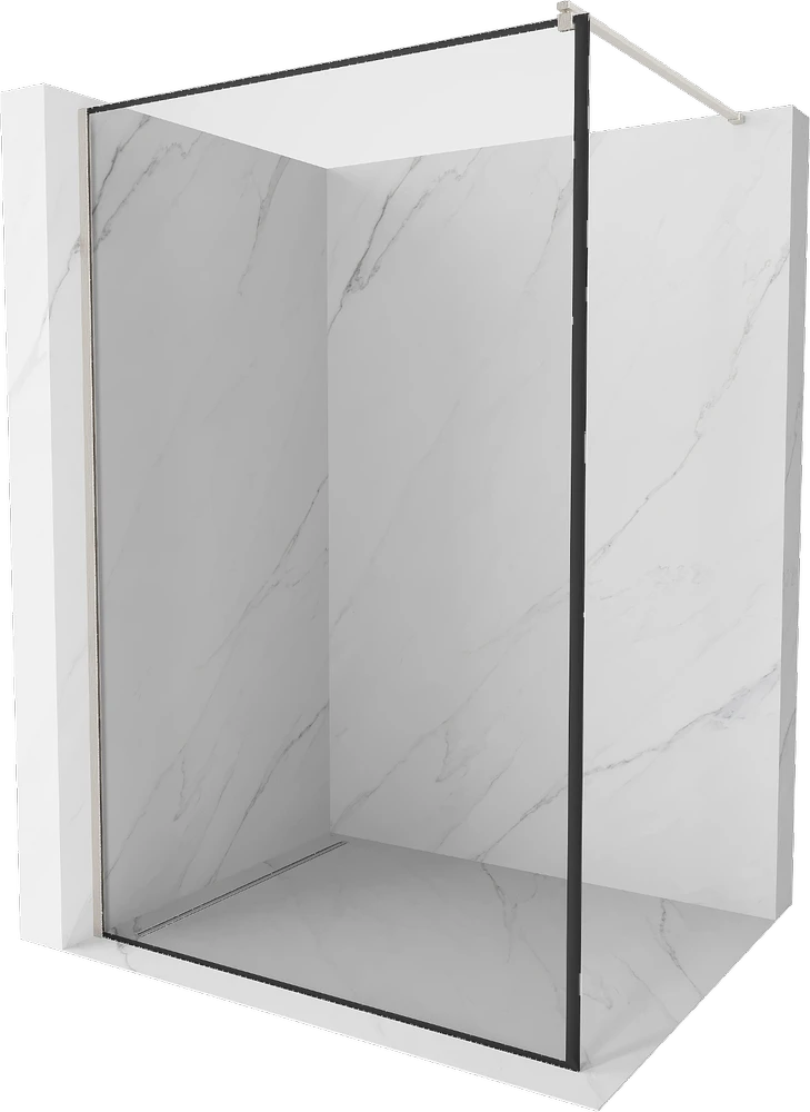 Walk-in dušo sienelė Mexen Kioto, Brushed nickel, juodas raštas, 110 x 200 cm