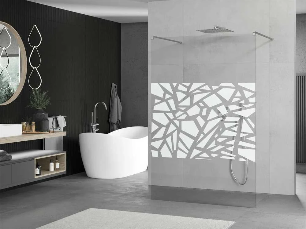 Walk-in dušo sienelė Mexen Kioto, Chrome/Baltas pattern, 100 x 200 cm