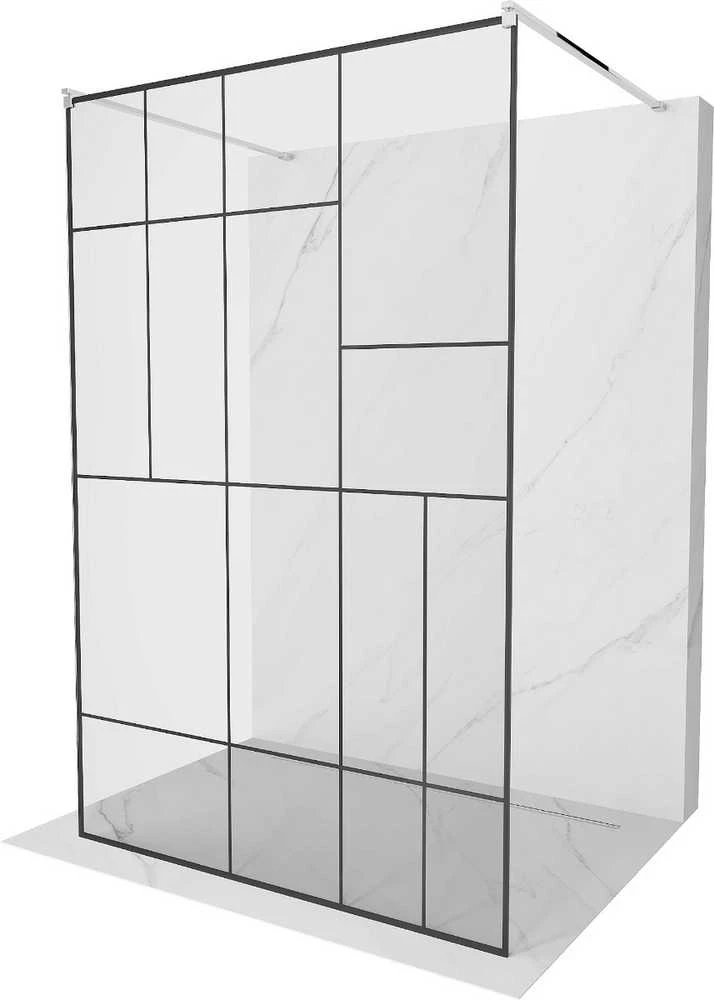Walk-in dušo sienelė Mexen Kioto, Chrome/Juodas pattern, 100 x 200 cm