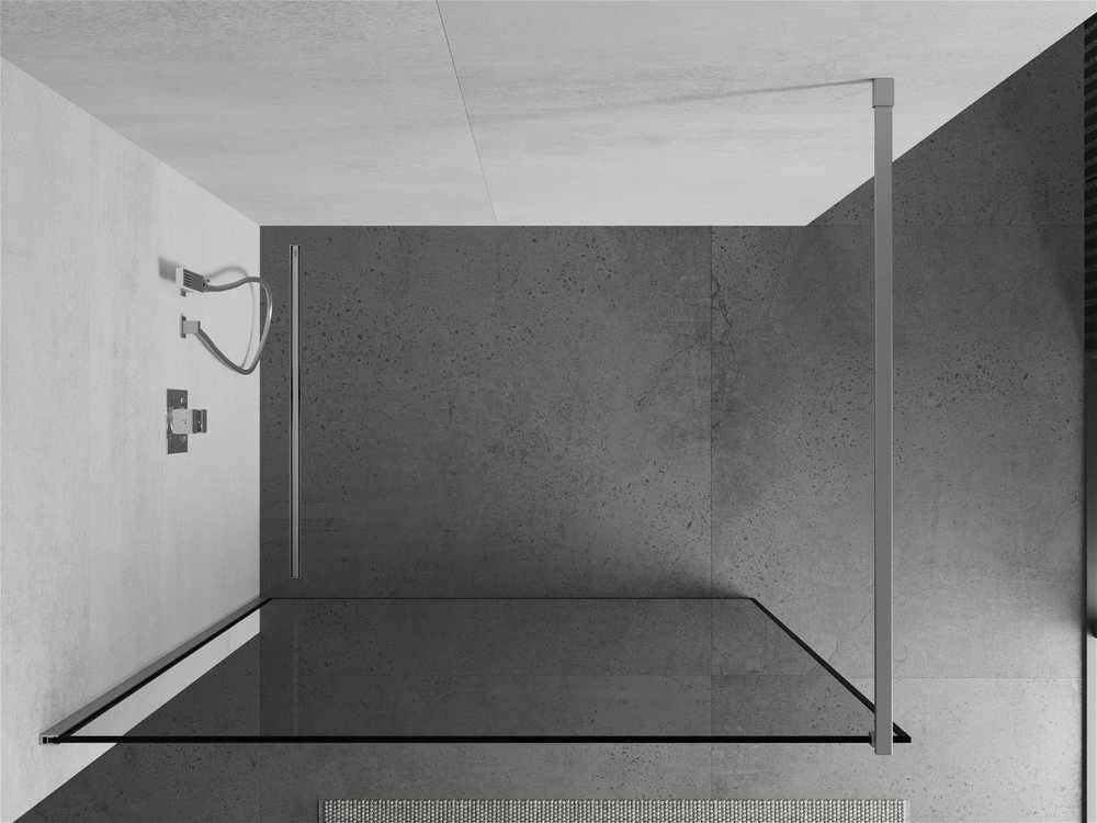 Walk-in dušo sienelė Mexen Kioto, Chrome/Juodas border, 130 x 200 cm