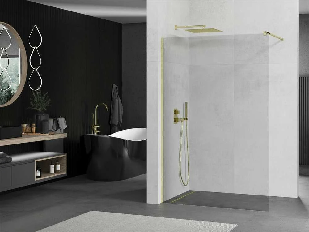 Walk-in dušo sienelė Mexen Kioto, Gold, 120 x 200 cm