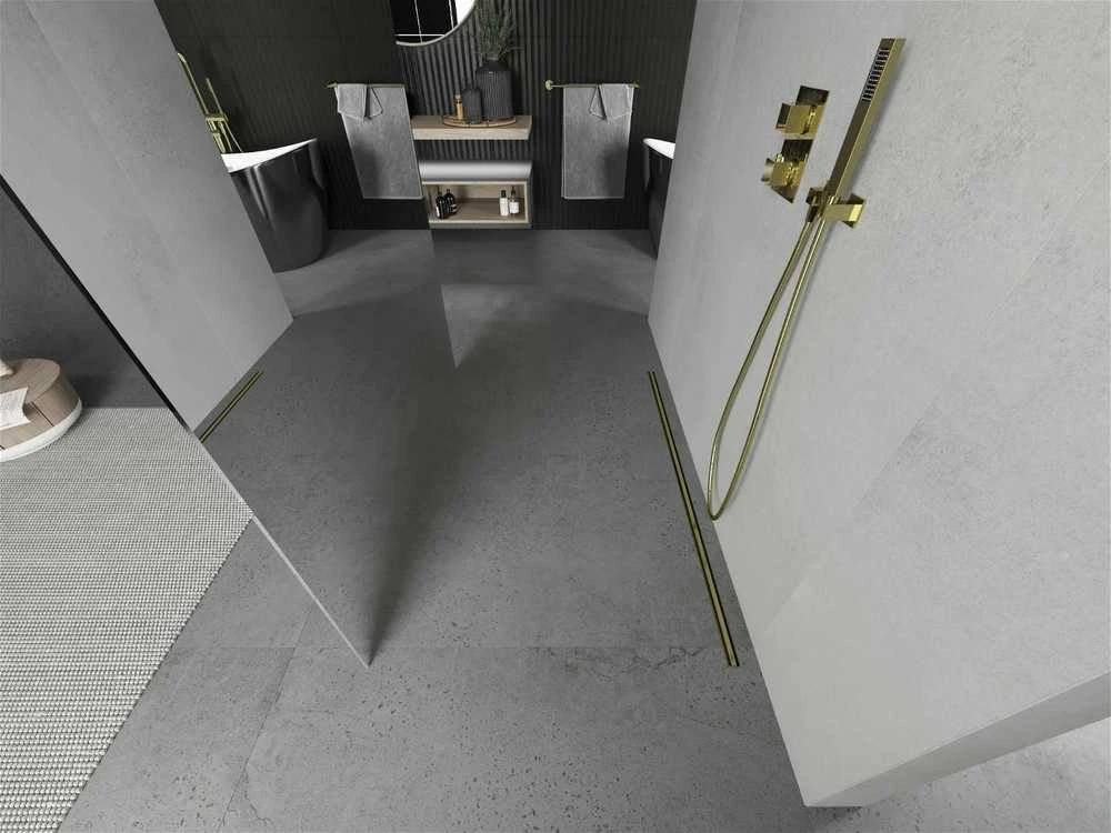 Walk-in dušo sienelė Mexen Kioto, Gold, veidrodinė, 100 x 200 cm