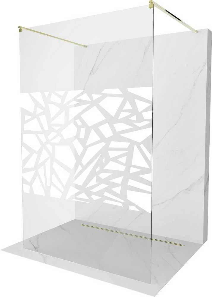 Walk-in dušo sienelė Mexen Kioto, Gold/Baltas pattern, 110 x 200 cm