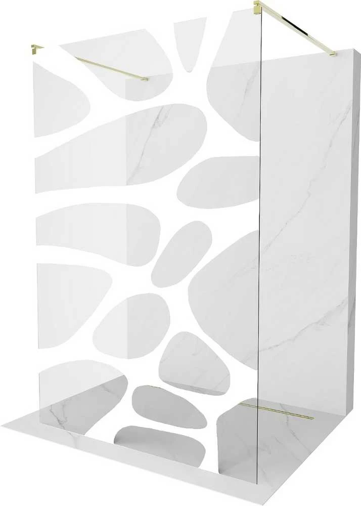 Walk-in dušo sienelė Mexen Kioto, Gold/Baltas pattern, 120 x 200 cm