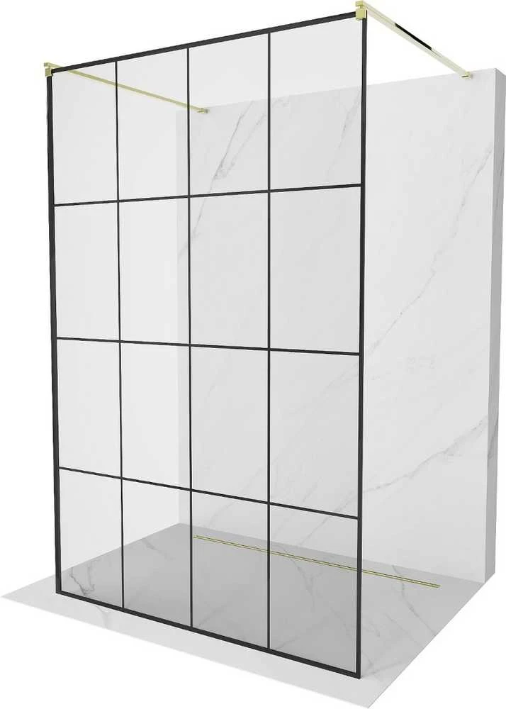 Walk-in dušo sienelė Mexen Kioto, Gold/Juodas pattern, 140 x 200 cm