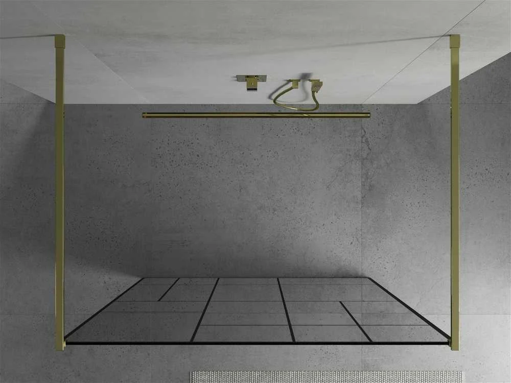 Walk-in dušo sienelė Mexen Kioto, Gold/Juodas pattern, 140 x 200 cm