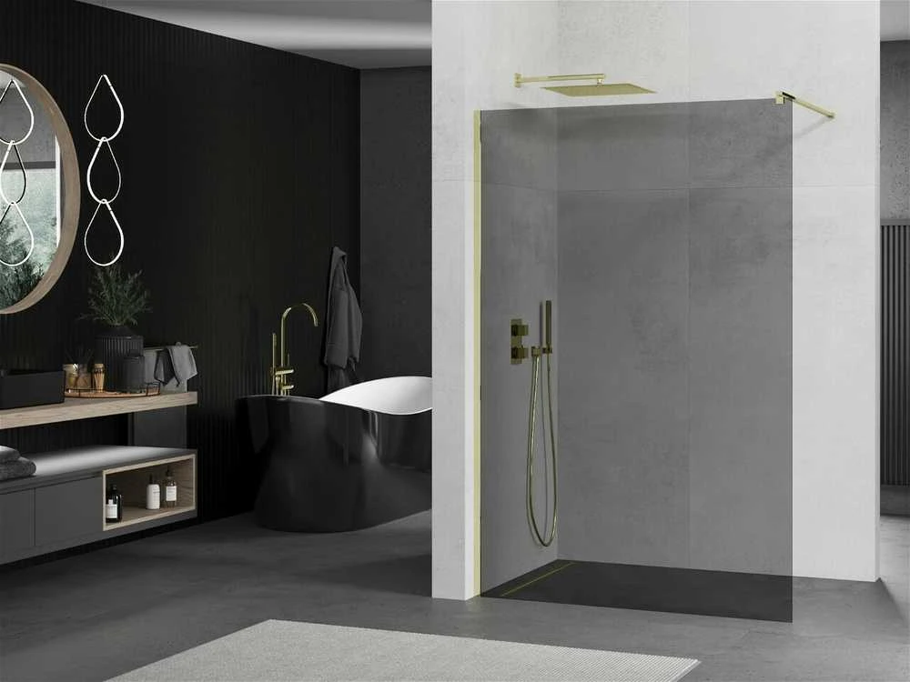 Walk-in dušo sienelė Mexen Kioto, grafitas, Gold, 70 x 200 cm