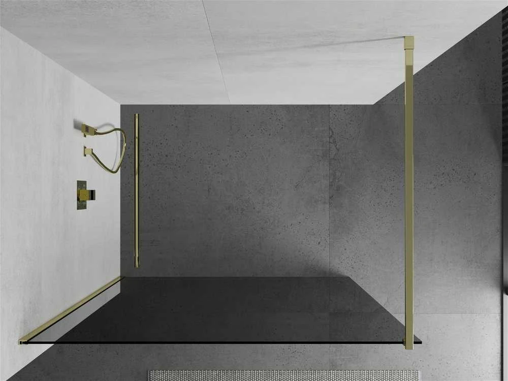 Walk-in dušo sienelė Mexen Kioto, grafitas, Gold, 120 x 200 cm
