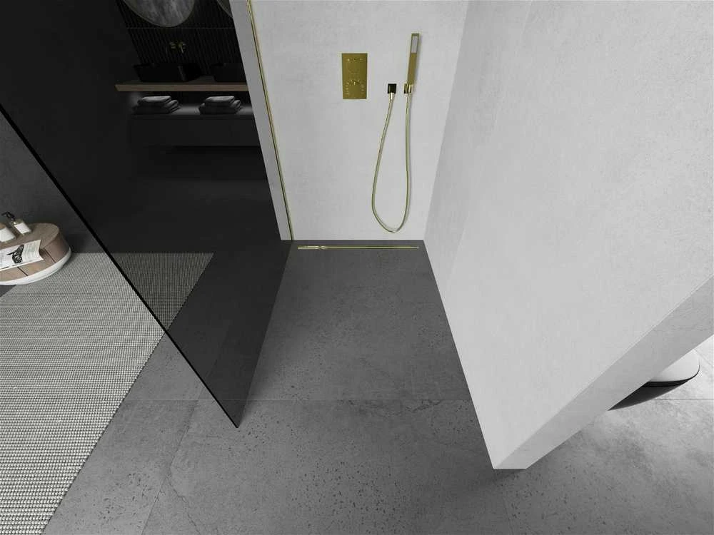 Walk-in dušo sienelė Mexen Kioto, grafitas, Gold, 70 x 200 cm