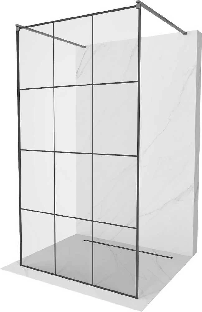 Walk-in dušo sienelė Mexen Kioto, Gun metal, juodas raštas, 120 x 200 cm