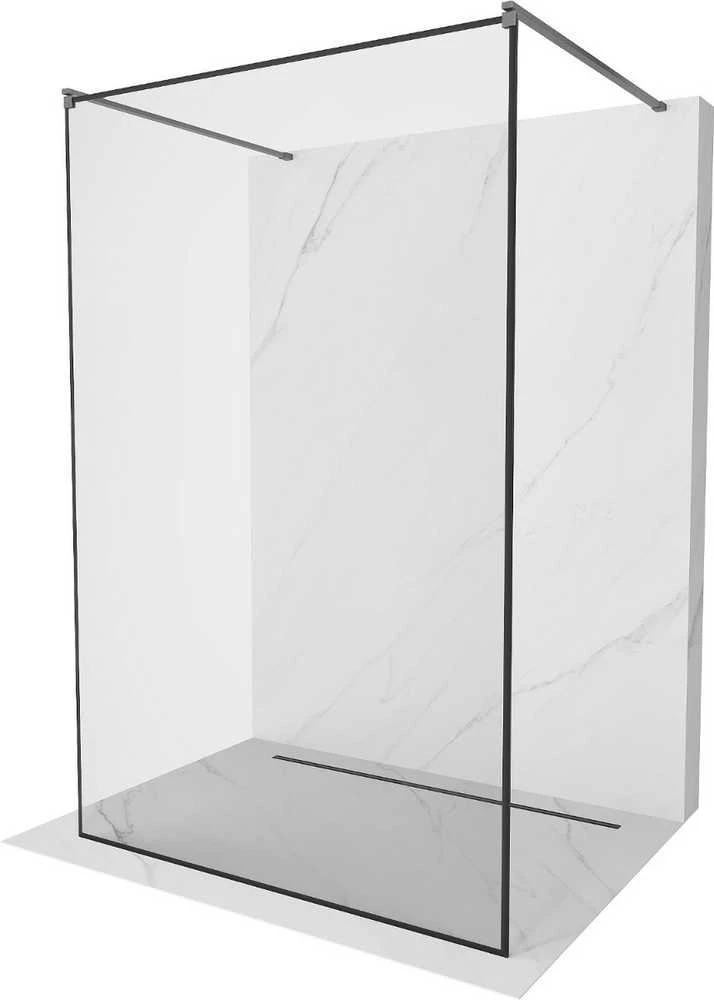 Walk-in dušo sienelė Mexen Kioto, Gun metal, juodas raštas, 130 x 200 cm
