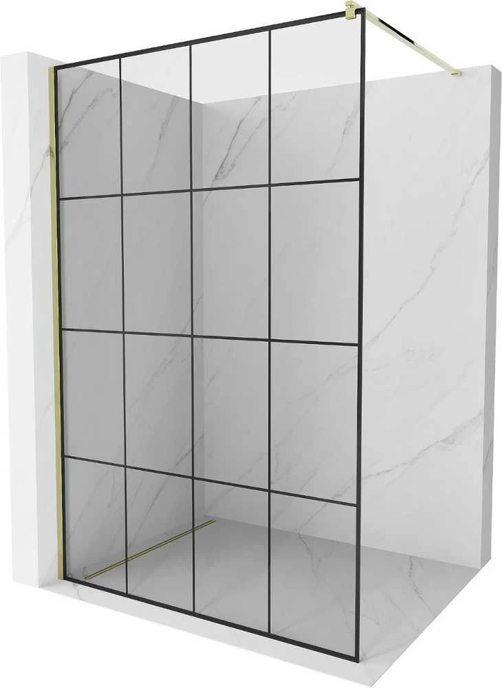Walk-in dušo sienelė Mexen Kioto, Juodas pattern/Gold, 130 x 200 cm