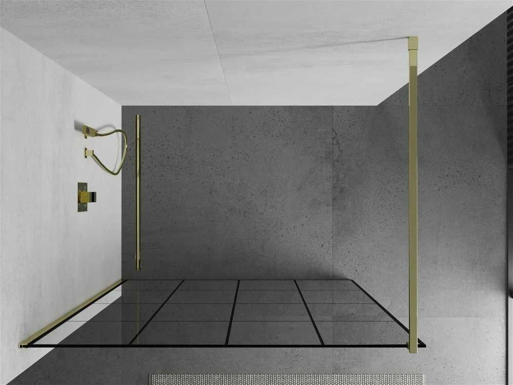 Walk-in dušo sienelė Mexen Kioto, Juodas pattern/Gold, 80 x 200 cm