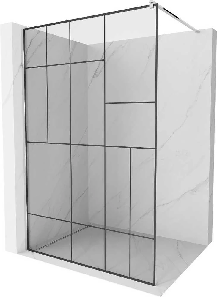 Walk-in dušo sienelė Mexen Kioto, Juodas pattern/Chrome, 120 x 200 cm