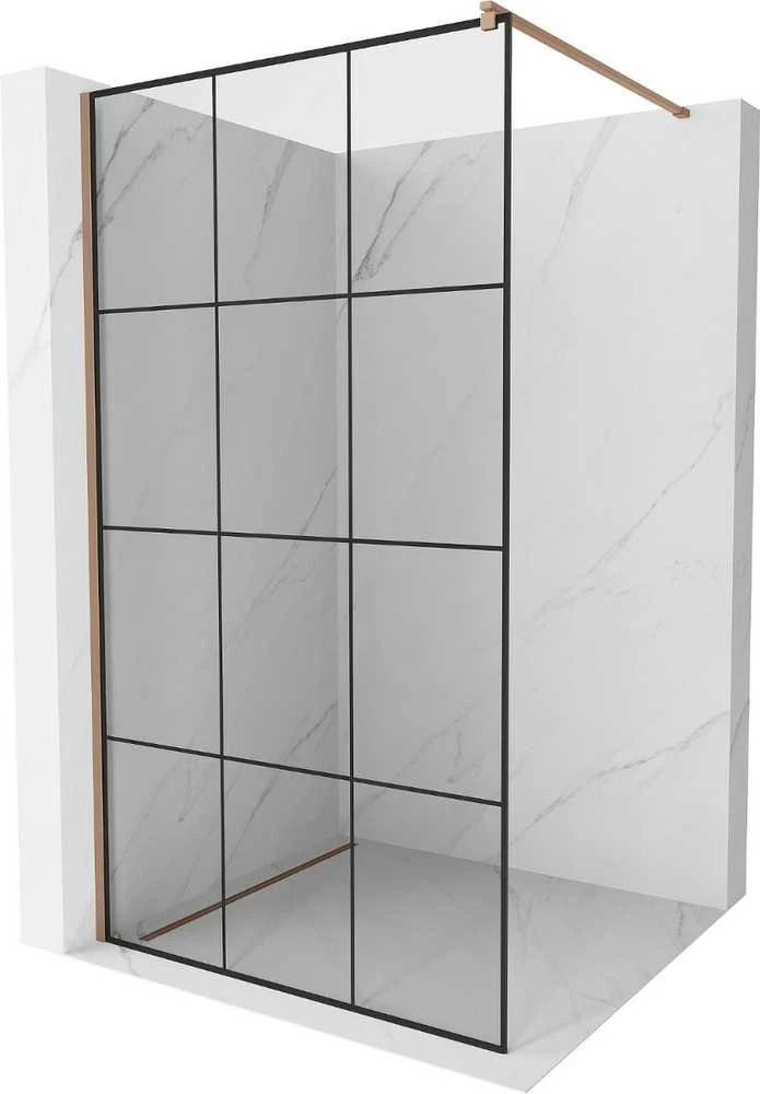 Walk-in dušo sienelė Mexen Kioto, Juodas pattern/Rose Gold, 100 x 200 cm