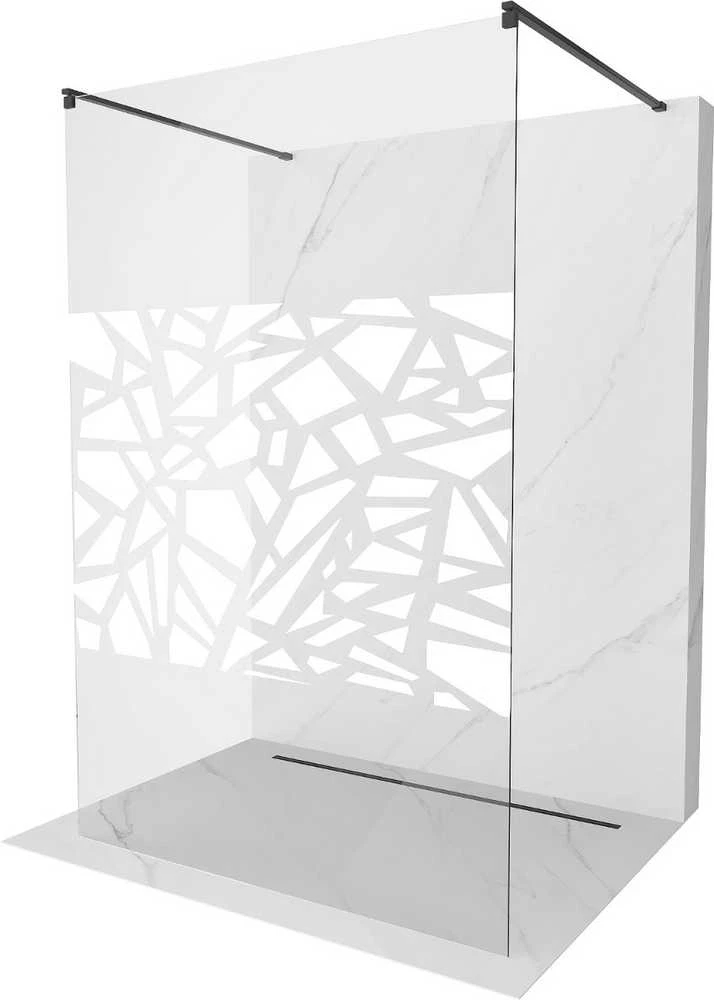 Walk-in dušo sienelė Mexen Kioto, Juodas/Baltas pattern, 100 x 200 cm