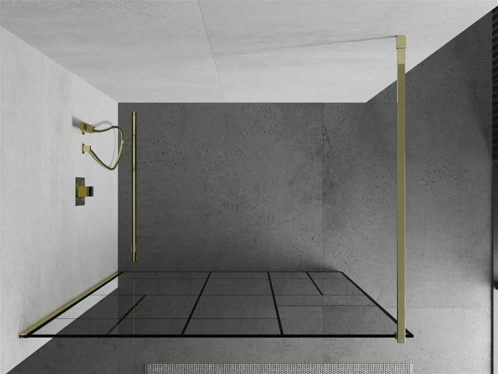 Walk-in dušo sienelė Mexen Kioto, Juodas pattern/Gold, 80 x 200 cm