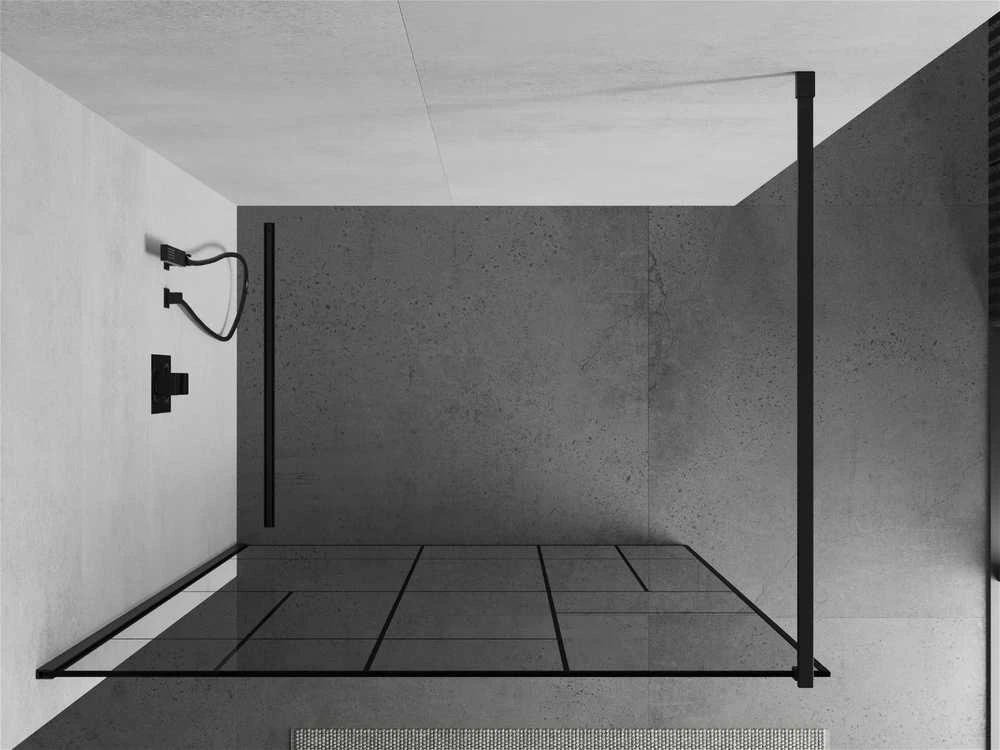 Walk-in dušo sienelė Mexen Kioto, Juodas pattern/Juodas, 140 x 200 cm