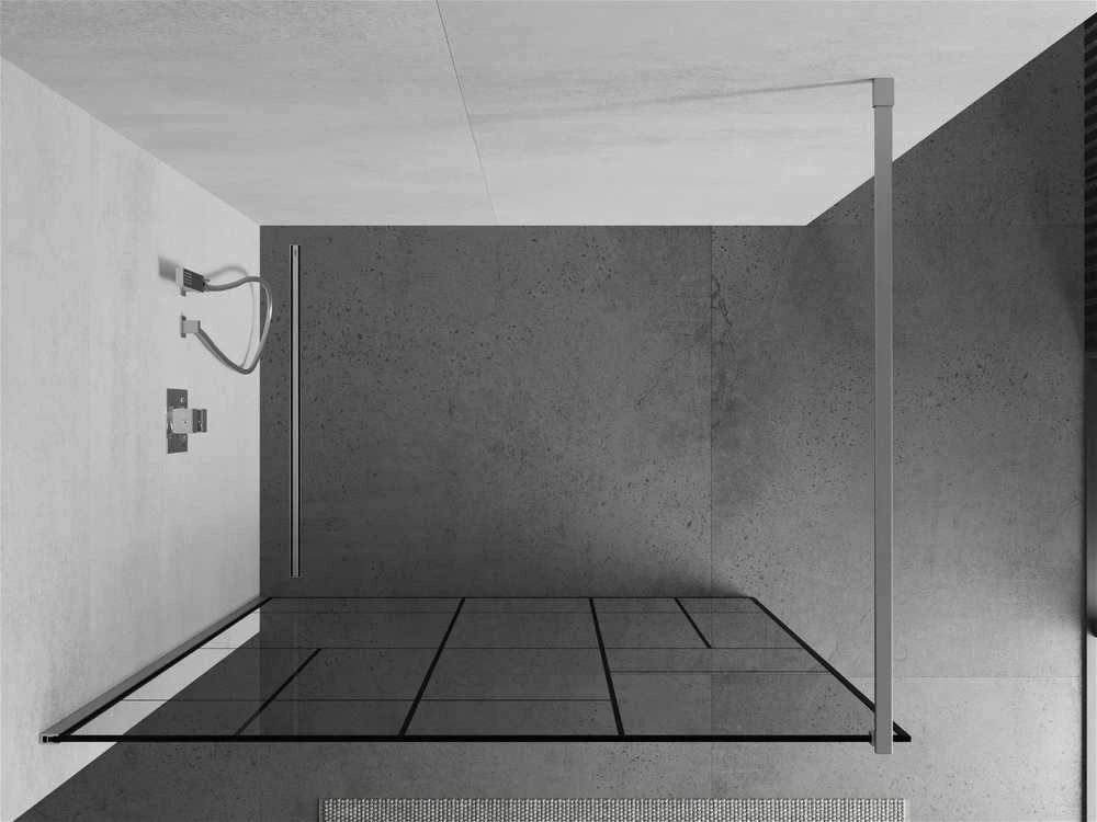 Walk-in dušo sienelė Mexen Kioto, Juodas pattern/Chrome, 100 x 200 cm