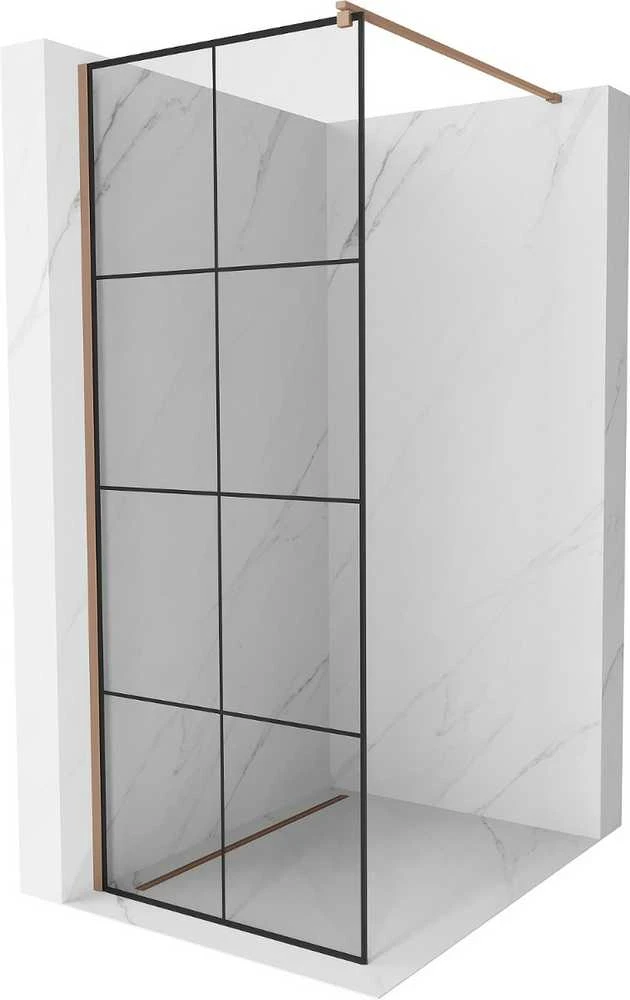 Walk-in dušo sienelė Mexen Kioto, Juodas pattern/Rose Gold, 90 x 200 cm