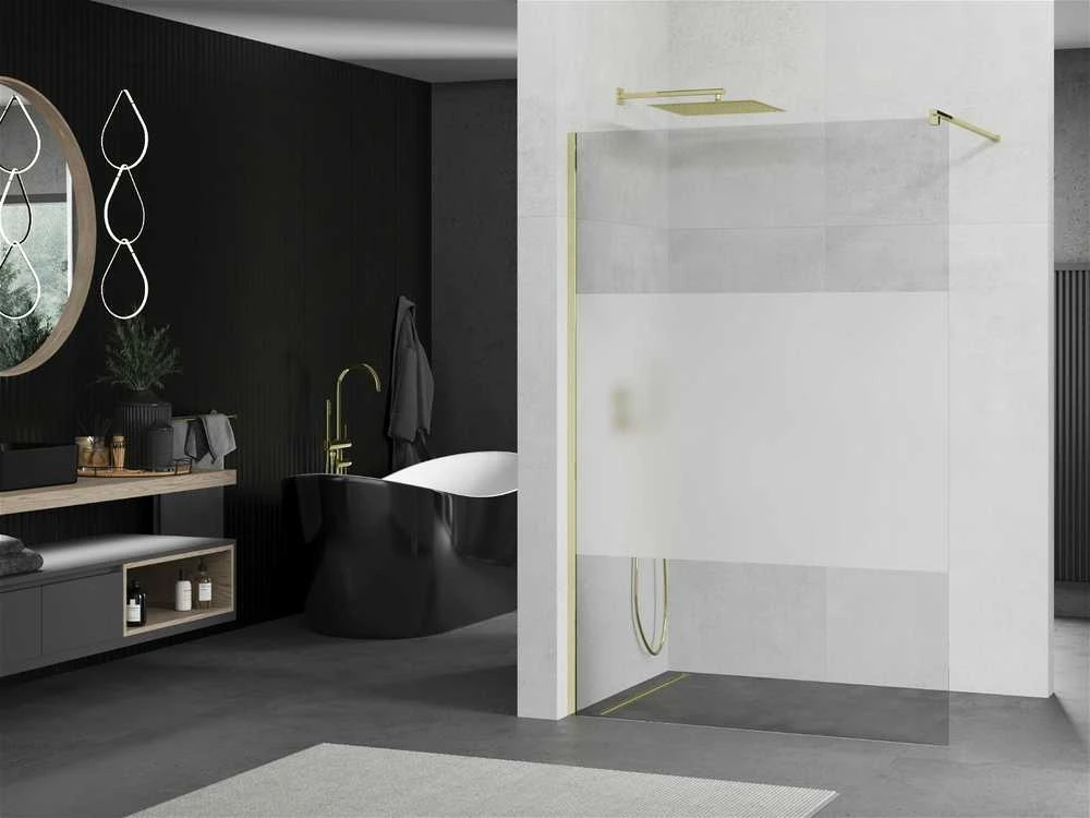 Walk-in dušo sienelė Mexen Kioto, pusiau matinė, Gold, 70 x 200 cm