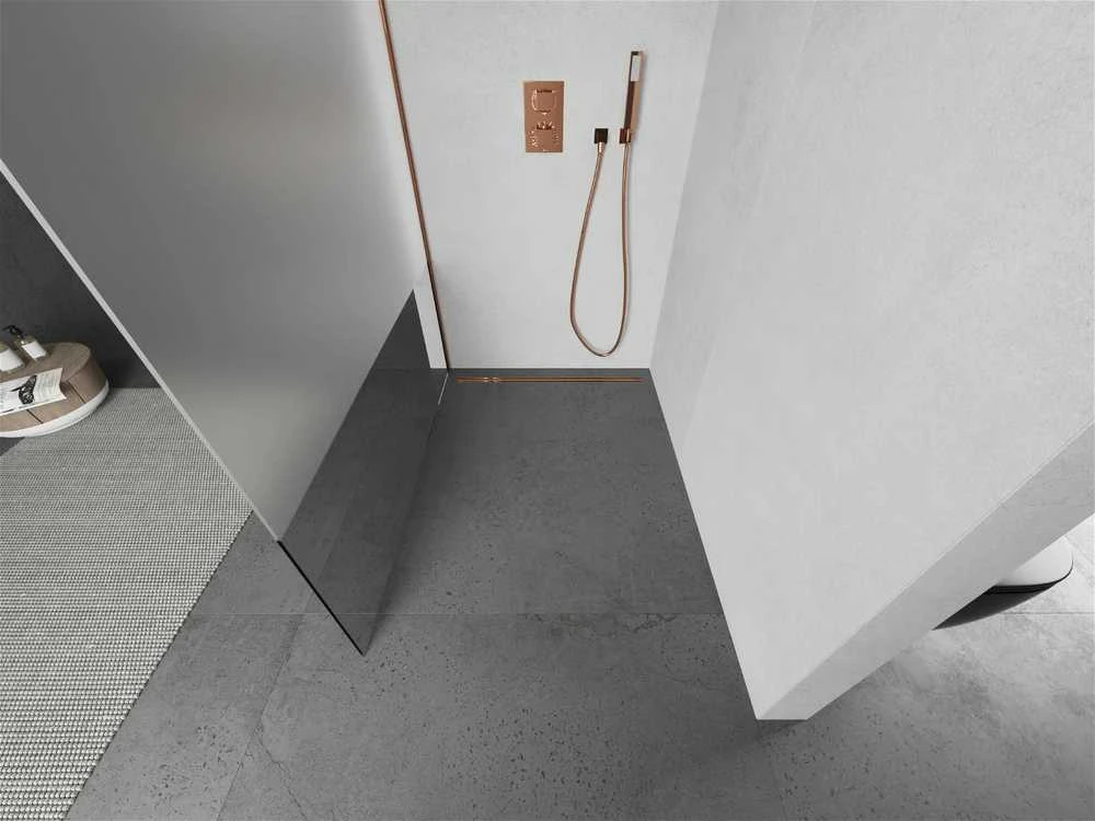 Walk-in dušo sienelė Mexen Kioto, pusiau matinė, Rose Gold, 70 x 200 cm