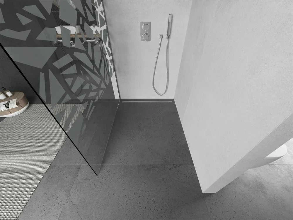 Walk-in dušo sienelė Mexen Kioto, pusiau matinė, Baltas pattern/Chrome, 80 x 200 cm