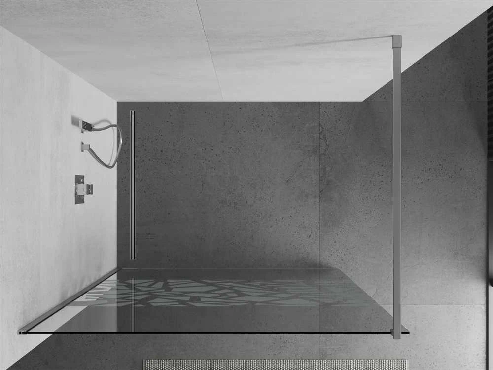 Walk-in dušo sienelė Mexen Kioto, pusiau matinė, Baltas pattern/Chrome, 120 x 200 cm