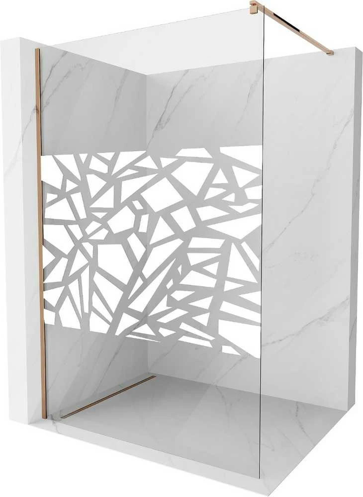 Walk-in dušo sienelė Mexen Kioto, pusiau matinė, Baltas pattern/Rose Gold, 120 x 200 cm