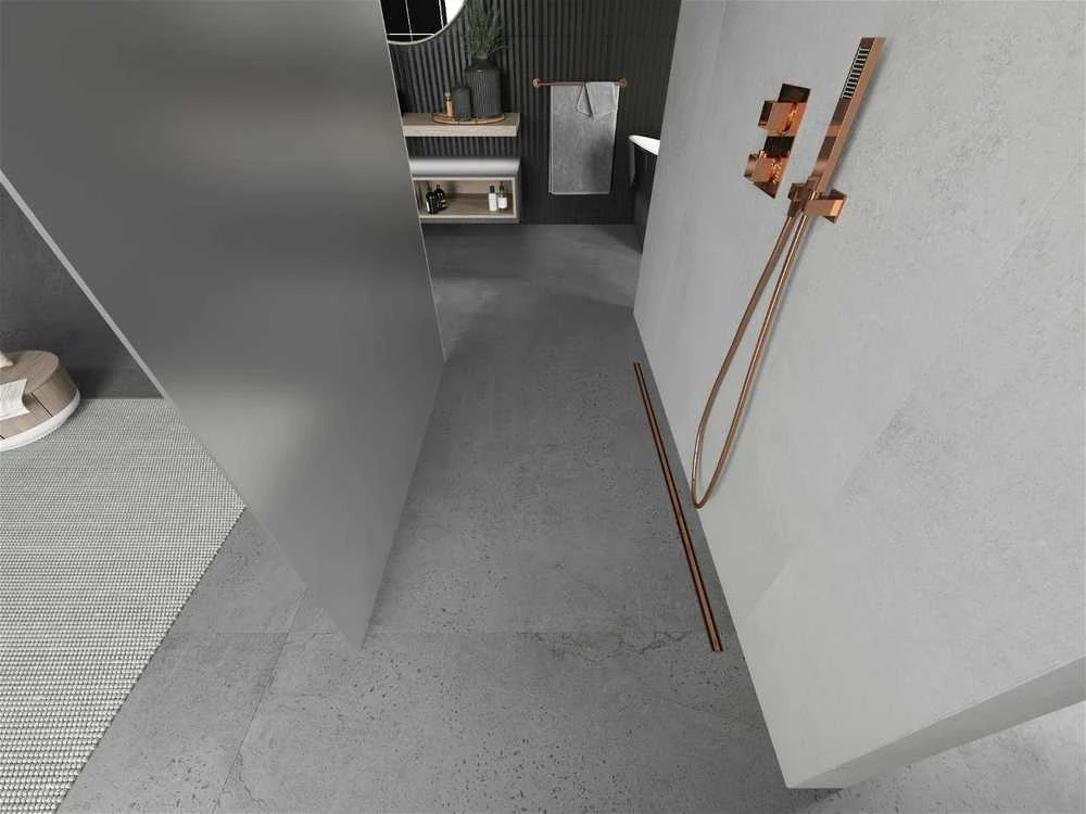 Walk-in dušo sienelė Mexen Kioto, Rose Gold, matinė, 110 x 200 cm
