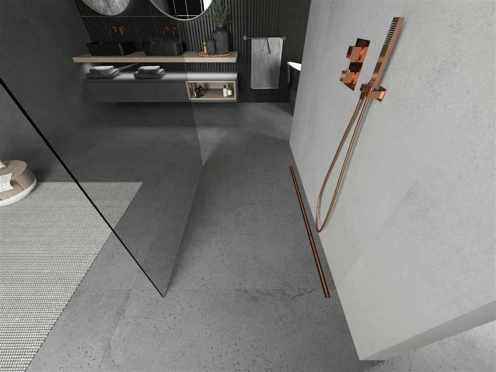 Walk-in dušo sienelė Mexen Kioto, Rose Gold, 120 x 200 cm