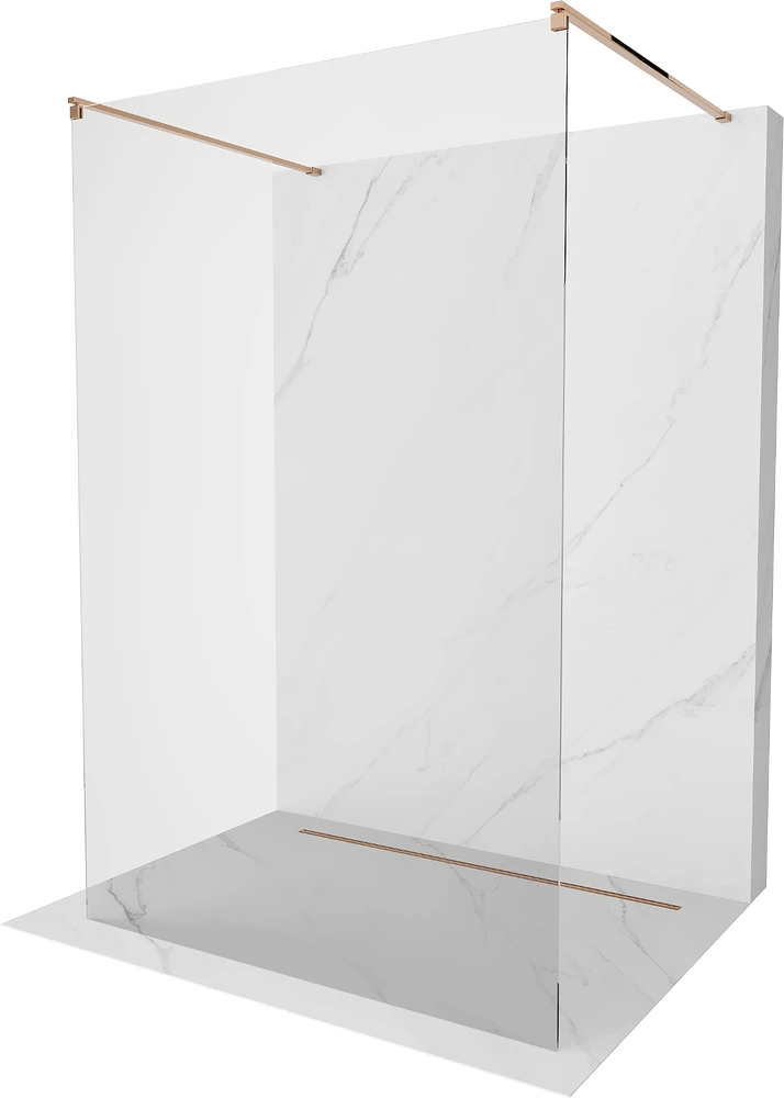 Walk-in dušo sienelė Mexen Kioto, Rose Gold, skaidrus stiklas, 155 x 200 cm