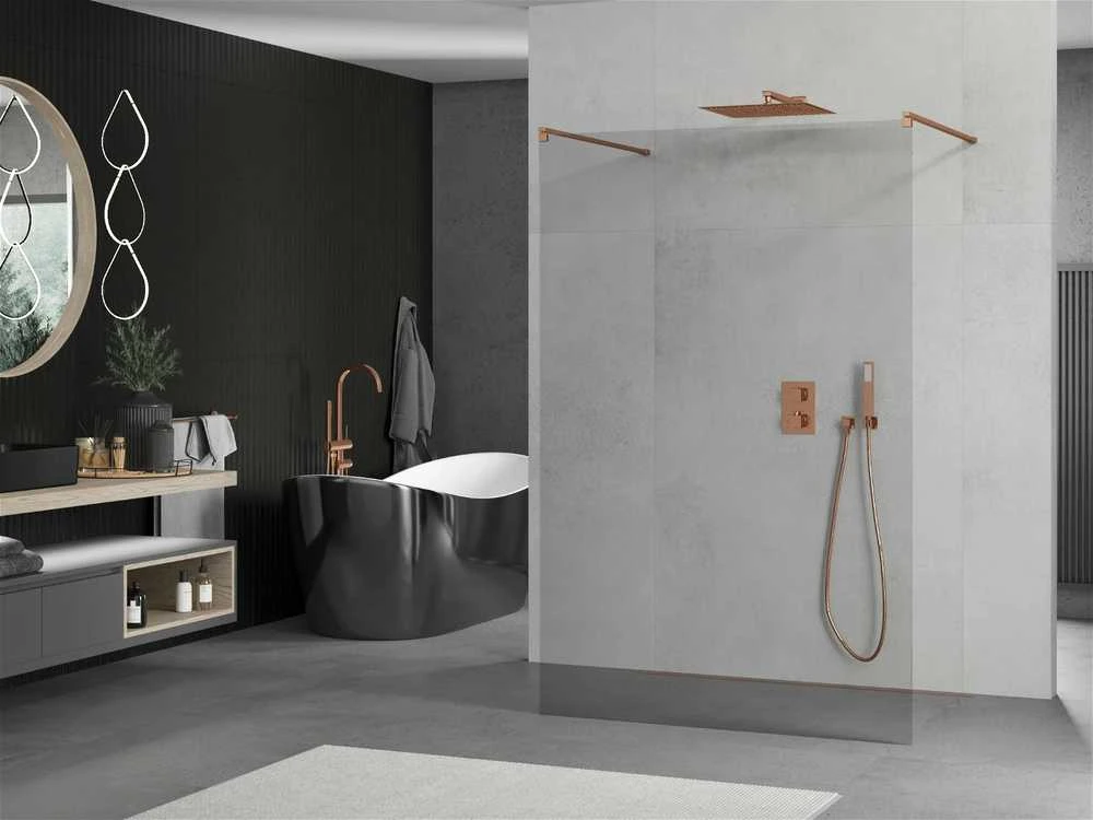 Walk-in dušo sienelė Mexen Kioto, Rose Gold, 120 x 200 cm