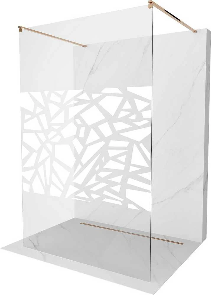 Walk-in dušo sienelė Mexen Kioto, Rose Gold/Baltas pattern, 100 x 200 cm