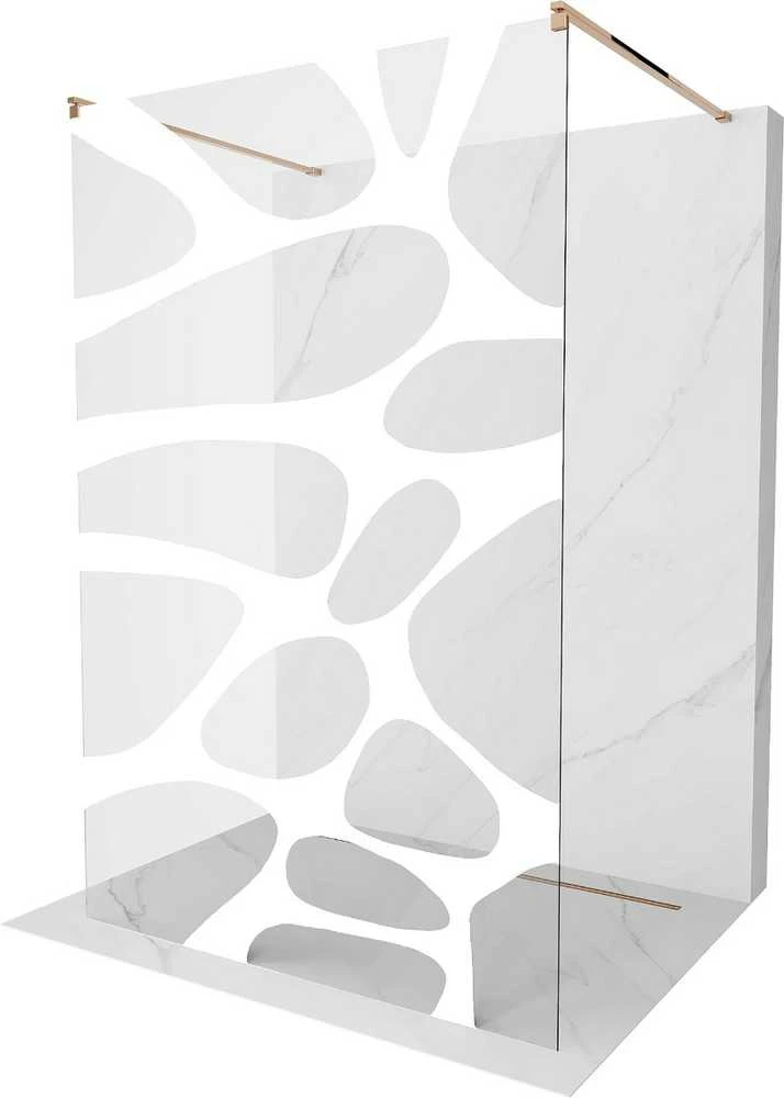 Walk-in dušo sienelė Mexen Kioto, Rose Gold/Baltas pattern, 110 x 200 cm