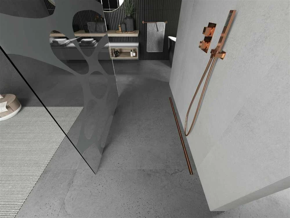 Walk-in dušo sienelė Mexen Kioto, Rose Gold/Baltas pattern, 120 x 200 cm