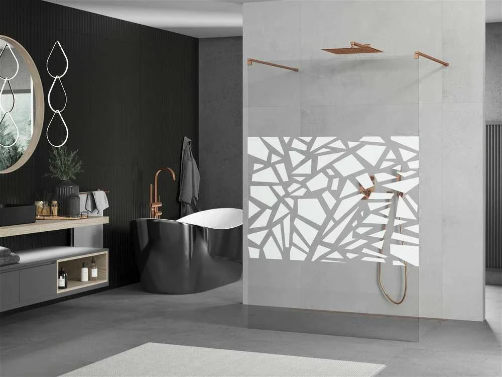 Walk-in dušo sienelė Mexen Kioto, Rose Gold/Baltas pattern, 100 x 200 cm