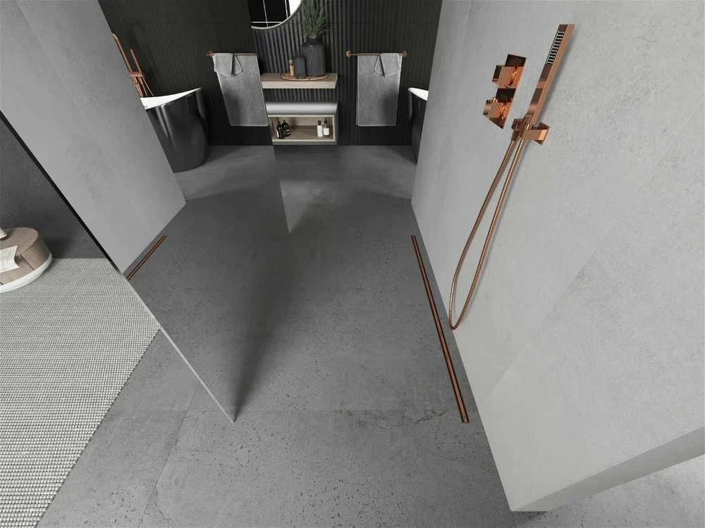 Walk-in dušo sienelė Mexen Kioto, Rose Gold, veidrodinė, 120 x 200 cm