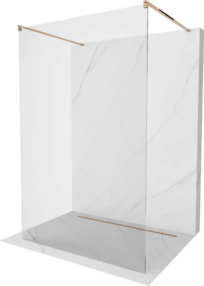 Walk-in dušo sienelė Mexen Kioto, Rose Gold, 130 x 200 cm