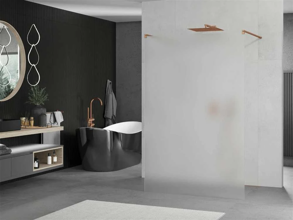 Walk-in dušo sienelė Mexen Kioto, Rose Gold, matinė, 110 x 200 cm