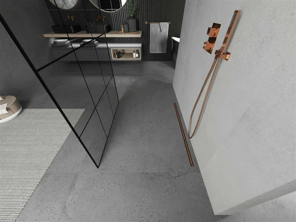 Walk-in dušo sienelė Mexen Kioto, Rose Gold/Juodas pattern, 100 x 200 cm
