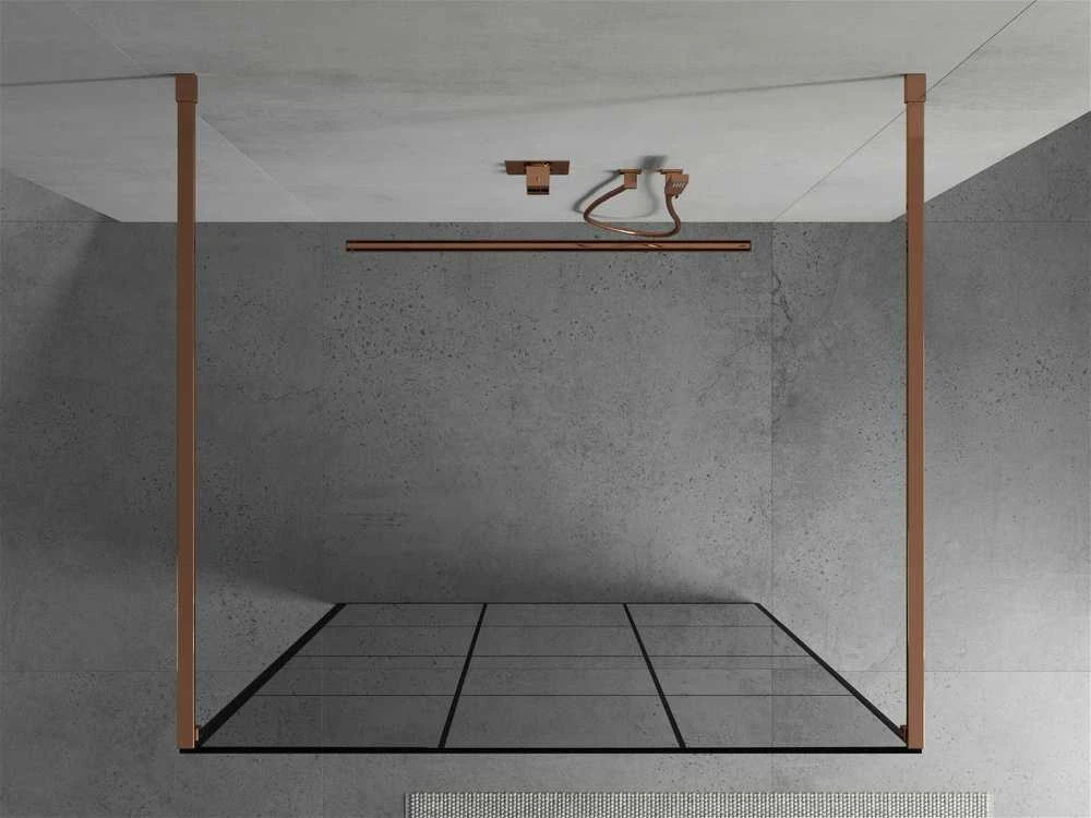 Walk-in dušo sienelė Mexen Kioto, Rose Gold/Juodas pattern, 140 x 200 cm