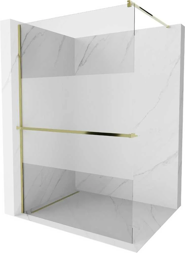 Walk-in dušo sienelė Mexen Kioto+ su lentynėle, Gold/pusiau matinis stiklas, 80 x 200 cm