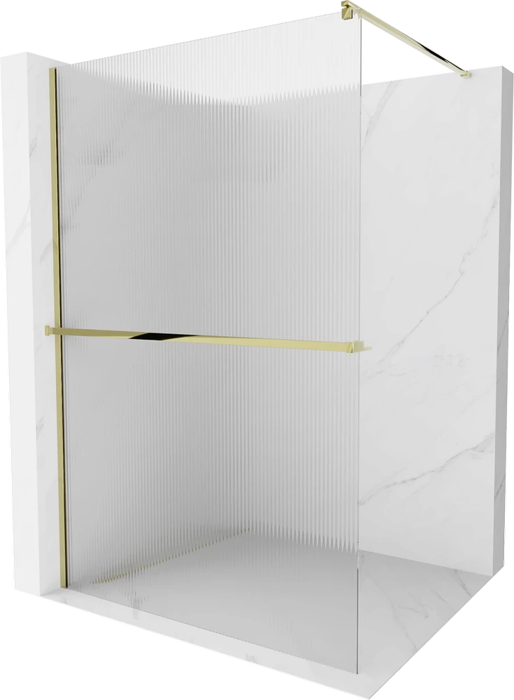 Walk-in dušo sienelė Mexen Kioto+ su lentynėle, Gold/matinis stiklas, 70 x 200 cm