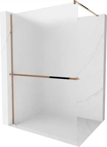 Walk-in dušo sienelė Mexen Kioto+ su lentynėle, Rose Gold/matinis stiklas, 100 x 200 cm