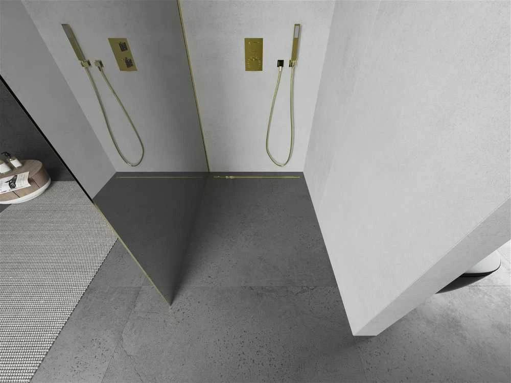 Walk-in dušo sienelė Mexen Kioto, veidrodinė, Gold, 110 x 200 cm